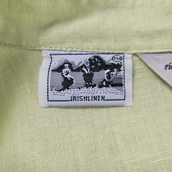 RICHARD MALCOM Irish Linen Tunic Top 2X Green Button Up Embroidered 3/4 Sleeves - Picture 6 of 7